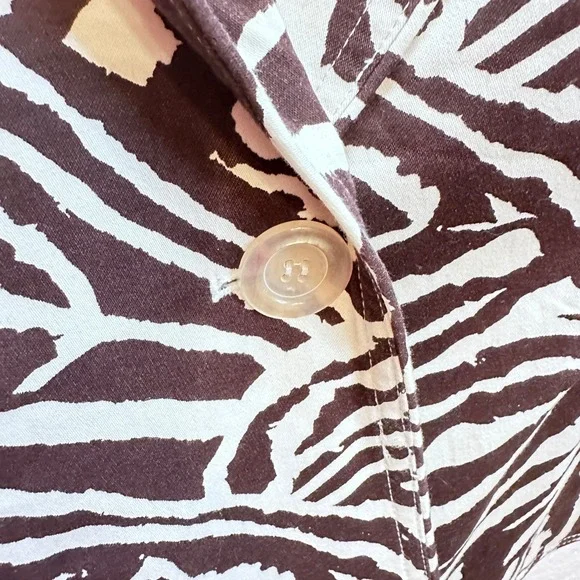 Vintage FOCUS 2000 Womens Blazer Brown White Zebra Print Size Petite 12P - Picture 4 of 8